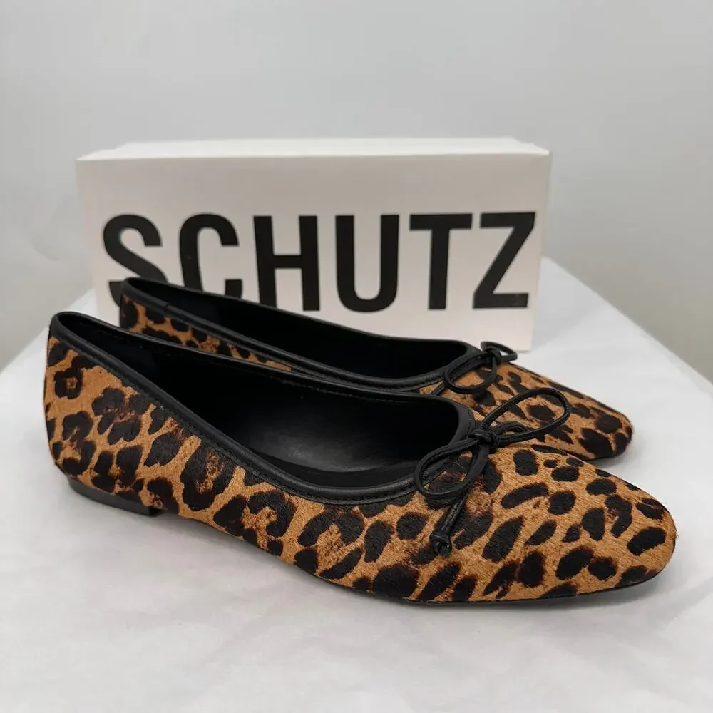 SCHUTZ New in Box Arissa Leopard Ballerina Square Toe Flats in Leopard // 9.5